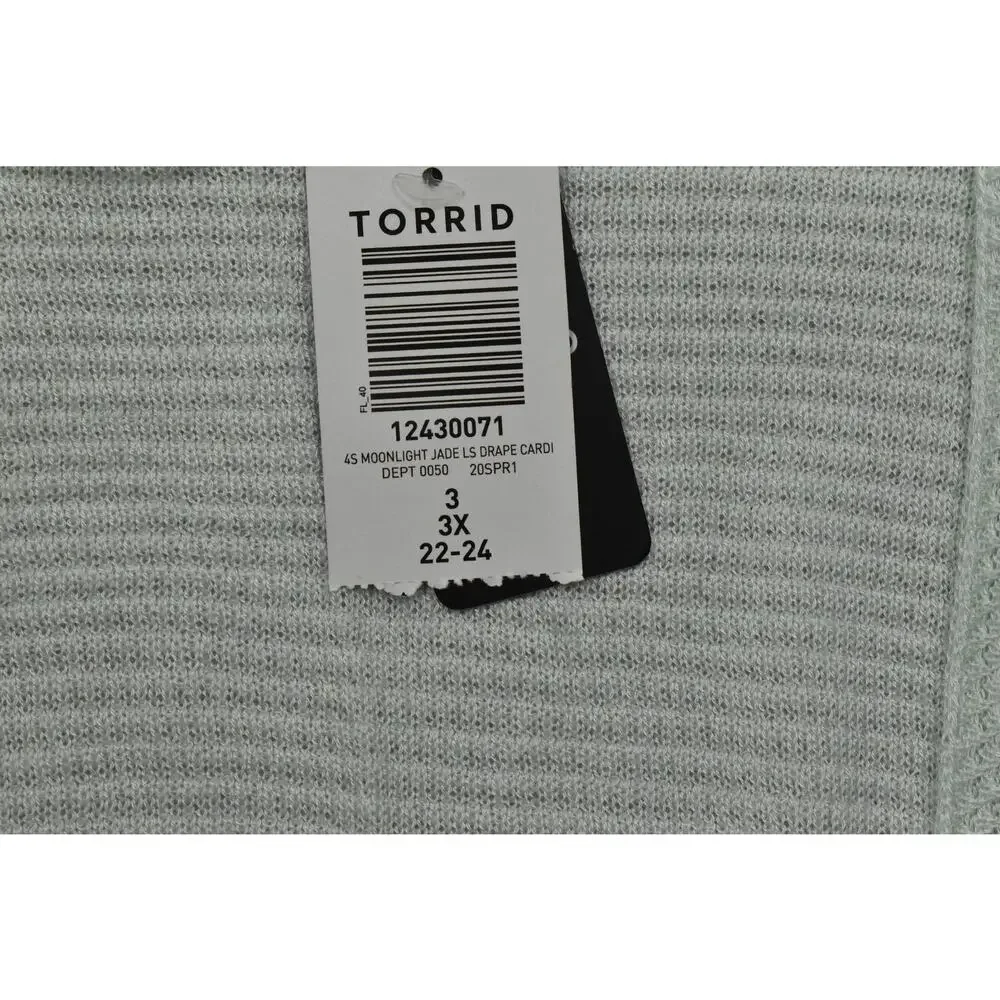 Torrid NWT Moonlight Jade Green Open Front Drape Cardigan Sweater Size 3 3X 22-2 - Picture 7 of 8